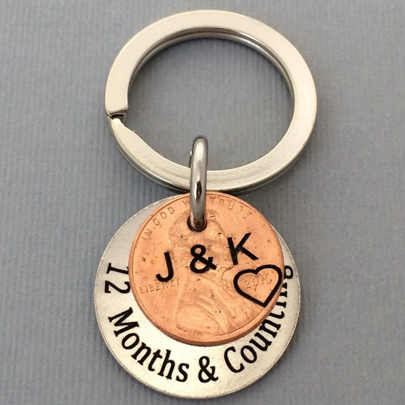 "12 months & counting" keychain