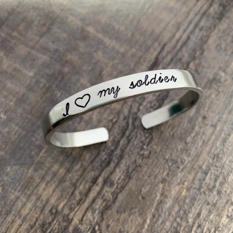 I Love My Soldier- Hand Stamped Bracelet