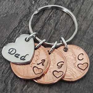 Personalized Fathers Day Penny keychain for Dad