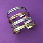Personalized Hand Stamped Cuff Bracelet- Aluminum, Sterling Silver, Copper or Brass