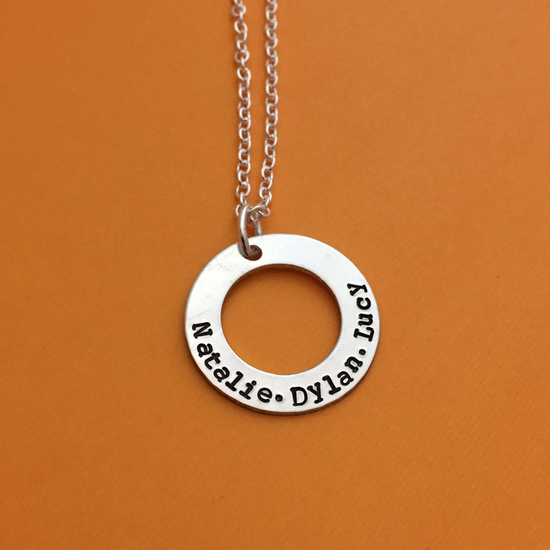 Personalized Necklace Hand Stamped For Mom, Dad, Grandpa, Grandma