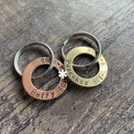 Hand Stamped Washer ID Pet Tag- Add Name and Number- In Copper, Aluminum, or Brass