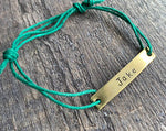 Hand Stamped Bracelet With Hemp Cord
