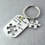 Puzzle Key Chain With Birthstone